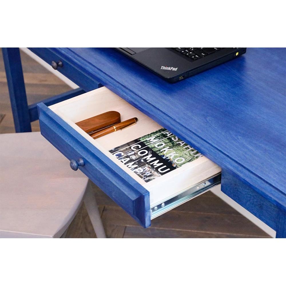 旭川家具 クリエイトファニチャー 北海 デスク カバ(ネイビー) 【 国産 無垢 インテリア 木製 クラシック コンパクト 机 パソコンデスク ワークデスク 勉強机 北海道 】 _03866