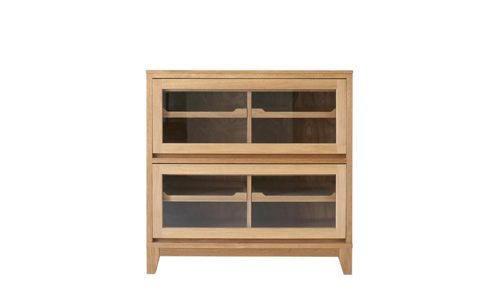 旭川家具 山室家具製作所 ココ キャビネット2段 北海道ナラ 【 国産 無垢 インテリア 木製 ナチュラル キャビネット 食器棚 キッチンボード 収納 キッチン 北海道 】_04587