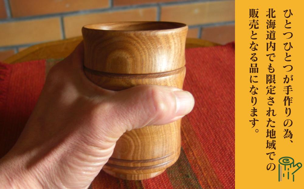 旭川産の槐（えんじゅ）湯呑み竹型＜大＞ ペア_00505