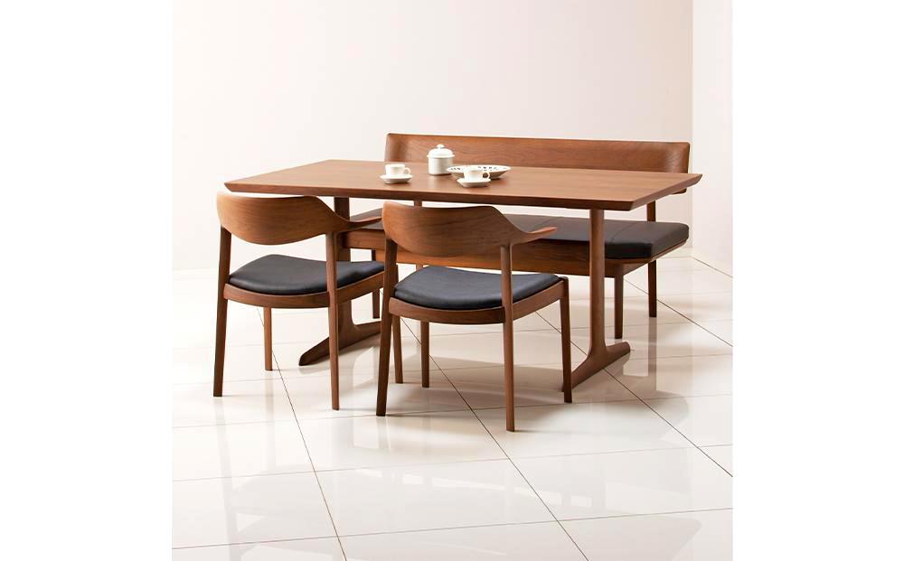 旭川家具 カンディハウス WING LUX T脚テーブル 165×85 ウォルナットCW_00972