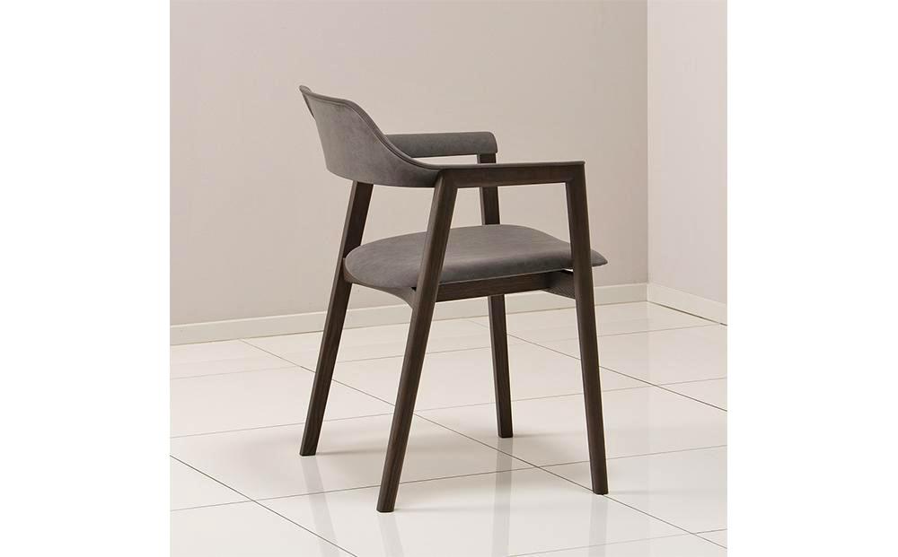 旭川家具 カンディハウス TEN アームチェアーUB（座張） 北海道タモDBR／ウルトラスエードDGY_00729