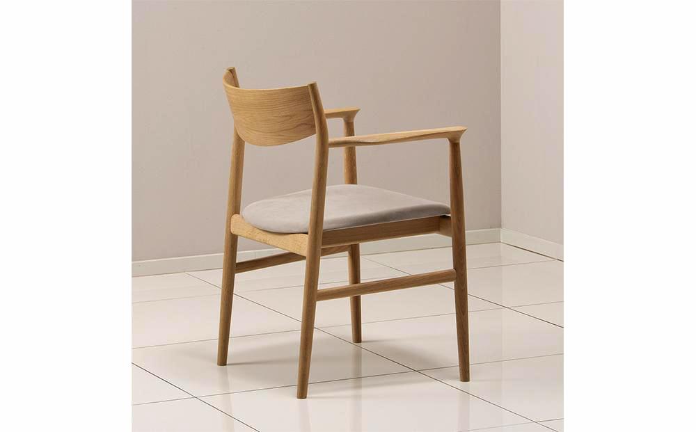 旭川家具 カンディハウス KAMUY アームチェアー（座張） 北海道ナラNF／ウルトラスエードLGY_00735