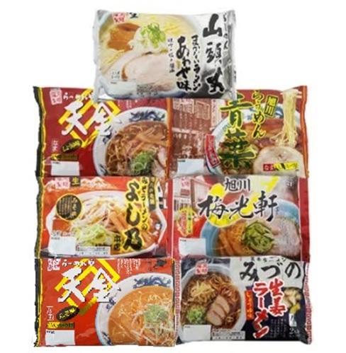 旭川生ラーメン 天金しょうゆ,青葉,よし乃,天金味噌,山頭火,梅光軒 みづの 1袋２人前×各1袋 計７袋 藤原製麺製造 _03831