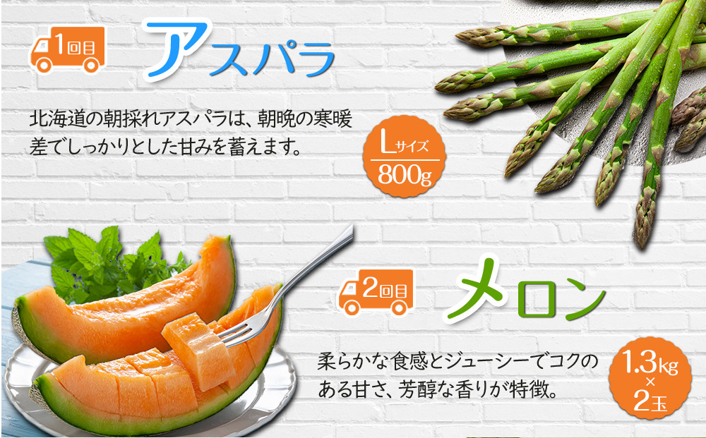 【26年5月発送開始】かに太郎 定期便Kセット（アスパラ、赤肉メロン、白くまコーン、男爵、無添加鮭イクラ醤油漬け）全5回 _03824