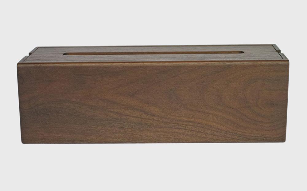 天然木使用 木製 ケーブルボックス (小) （ウォルナット） 蓋付き_01728
