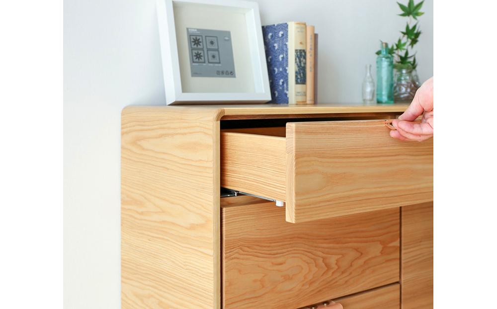 旭川家具 WOW WAO(ワオ) サイドボード 丸脚 【 国産 無垢 インテリア 木製 収納 ナチュラル キャビネット サイドボード リビング ダイニング 北海道 】 _01022