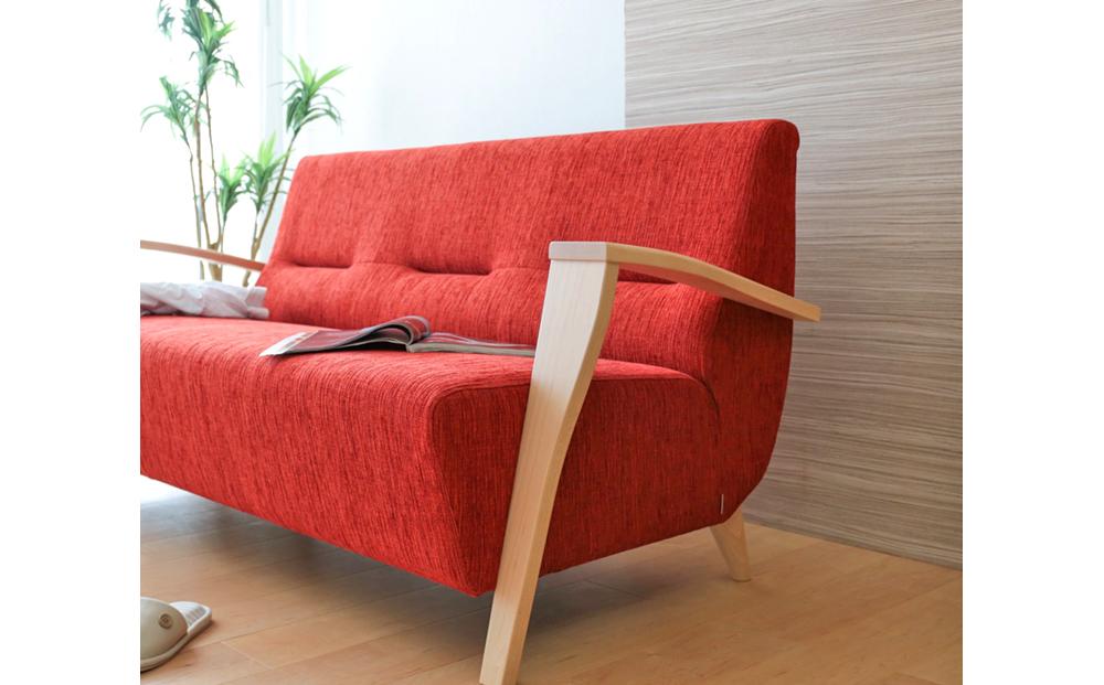 旭川家具　宮田産業　クワトロ3人掛け　メープル 【 国産 無垢 インテリア 木製 ナチュラル ソファ ソファー 2.5人掛け 3人掛け リビング ダイニング 北海道 】_01508