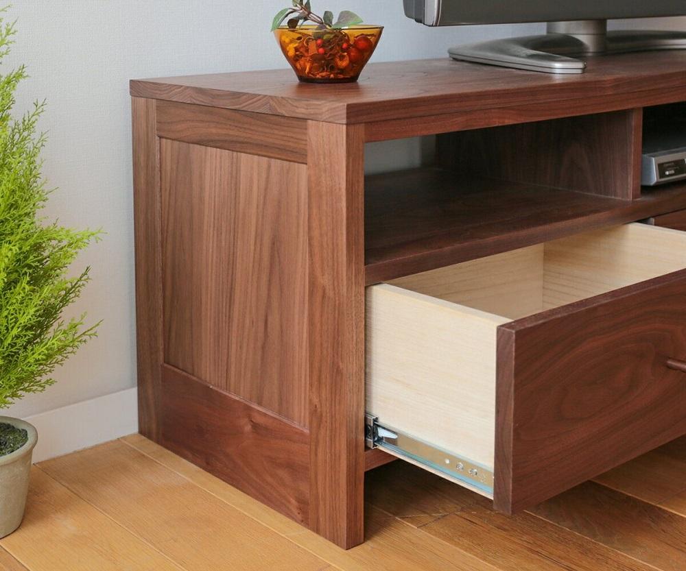 旭川家具 山室家具製作所 プロトNo.608 TVボード160 ウォールナット 【 国産 無垢 インテリア 木製 収納 テレビボード テレビ台 ローボード AVボード リビング 北海道 】 _01961