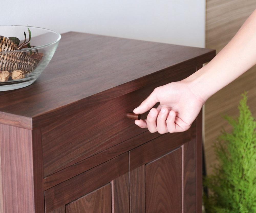 旭川家具　山室家具製作所　プロトNo.621キャビネット60　ウォールナット 【 国産 無垢 インテリア 木製 収納 ナチュラル キャビネット チェスト リビング ダイニング 北海道 】 _01966