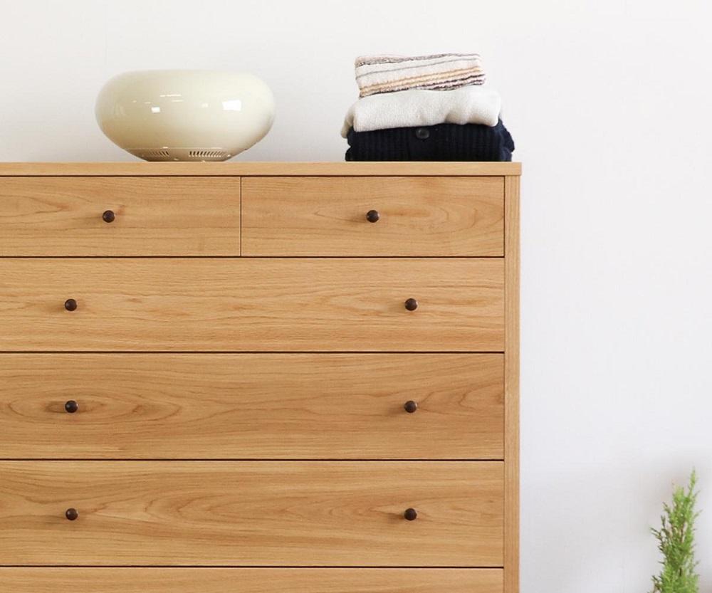 旭川家具　山室家具製作所　プロトNo.802チェスト(6段)　ナラ 【 国産 無垢 インテリア 木製 収納 ナチュラル キャビネット チェスト リビング ダイニング 北海道 】 _01969