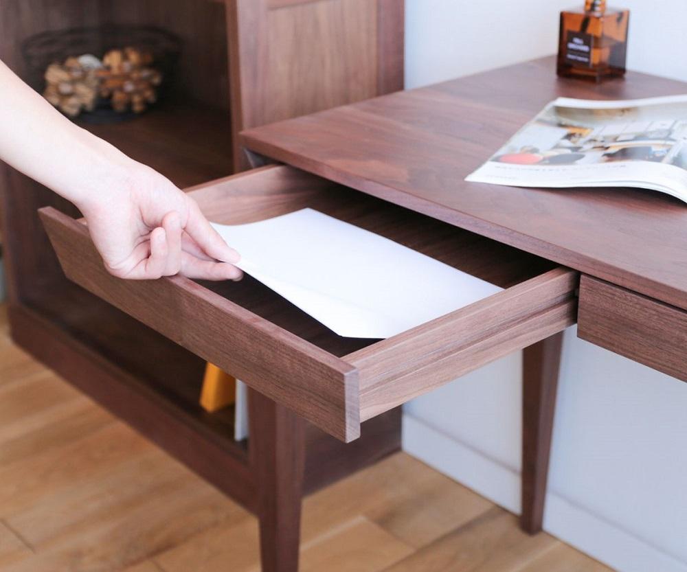 旭川家具　山室家具製作所　リネアNo.504デスク　ウォールナット 【 国産 無垢 インテリア 木製 ナチュラル コンパクト 机 パソコンデスク ワークデスク 勉強机 北海道 】 _01975