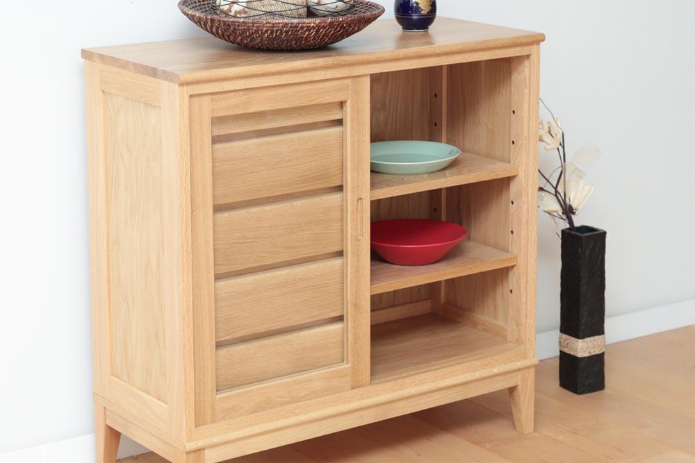 旭川家具 MUKU工房オリジナル ムク キャビネット ナラ 【 国産 無垢 インテリア 木製 収納 ナチュラル キャビネット チェスト リビング ダイニング 北海道 】 _03234