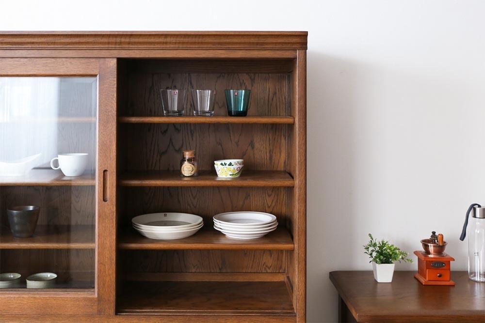 旭川家具 山室家具製作所 エスポアール No.420 リビングキャビネット 【 国産 無垢 インテリア 木製 シック収納 キャビネット リビングボード チェスト 北海道 】 _03424