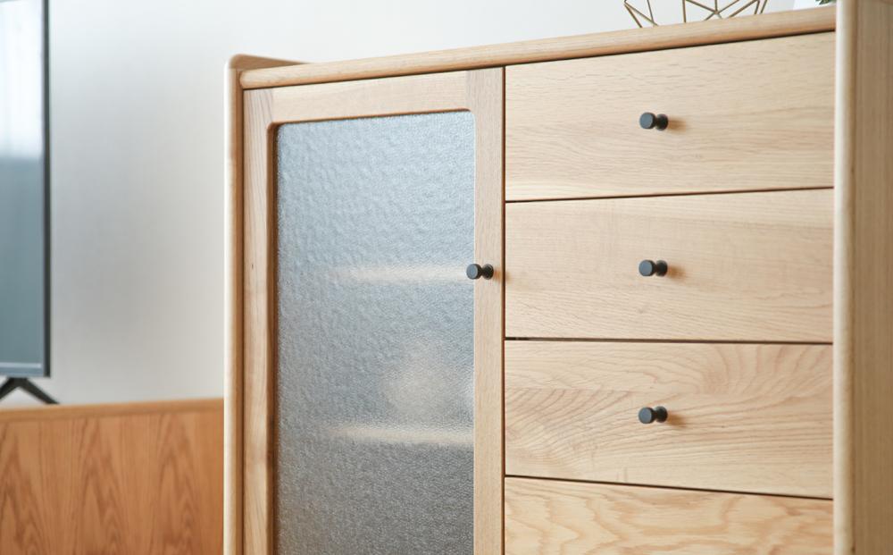 旭川家具 MUKU工房オリジナル ジャム サイドボード 80 北海道ナラ 【 国産 無垢 インテリア 木製 収納 ナチュラル キャビネット サイドボード リビング ダイニング 北海道 】 _04571