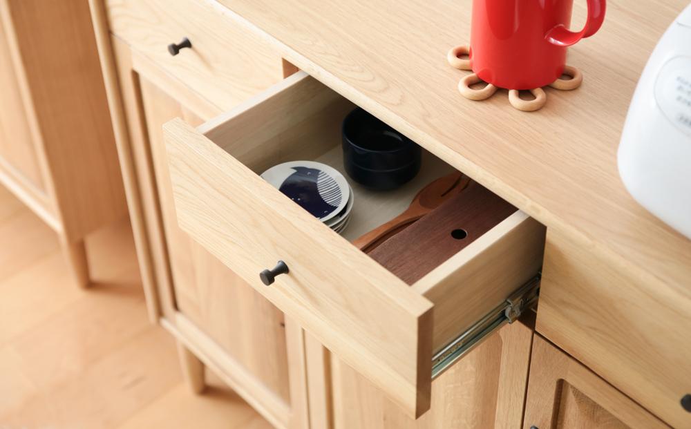 旭川家具 MUKU工房オリジナル ジャム カウンターボード 120 北海道ナラ 【 国産 無垢 インテリア 木製 収納 ナチュラル キャビネット カウンターボード サイドボード リビング ダイニング 北海道 】 _04577