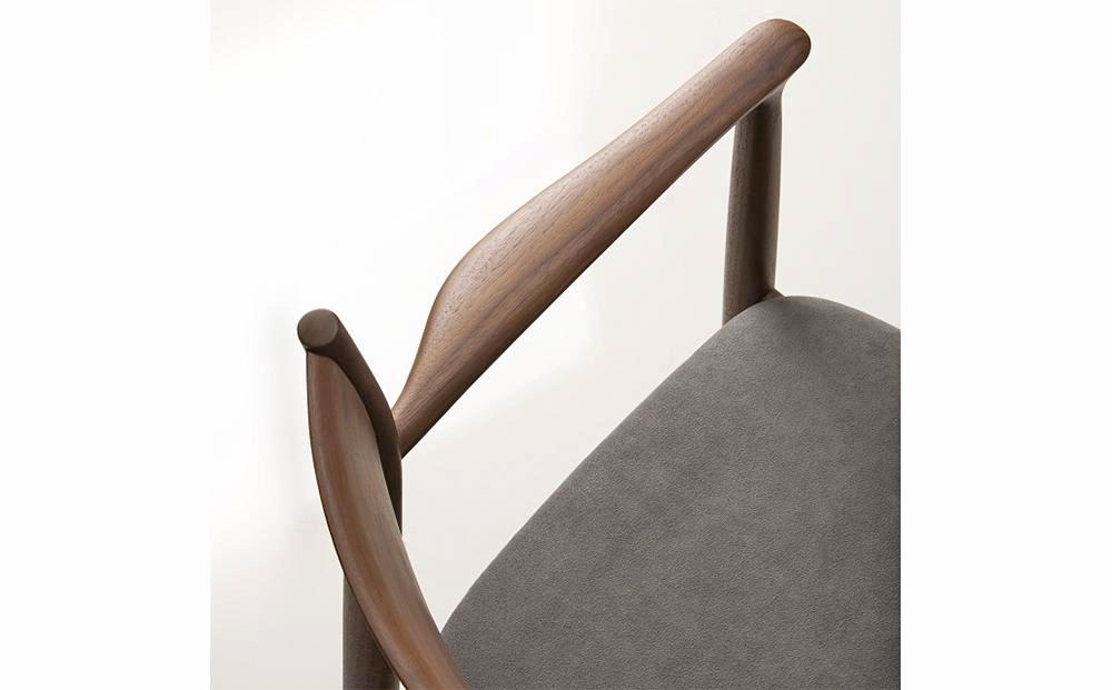 旭川家具 カンディハウス KAMUY アームチェアー（座張） ウォルナットCW／ウルトラスエードDGY_00736