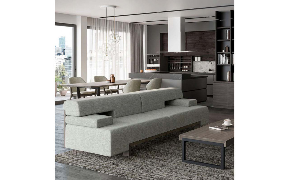 旭川家具 カンディハウス ATILLA LUX リビングソファー240 ウォルナットCW ／ 張地（布）ベントレー GY _01827