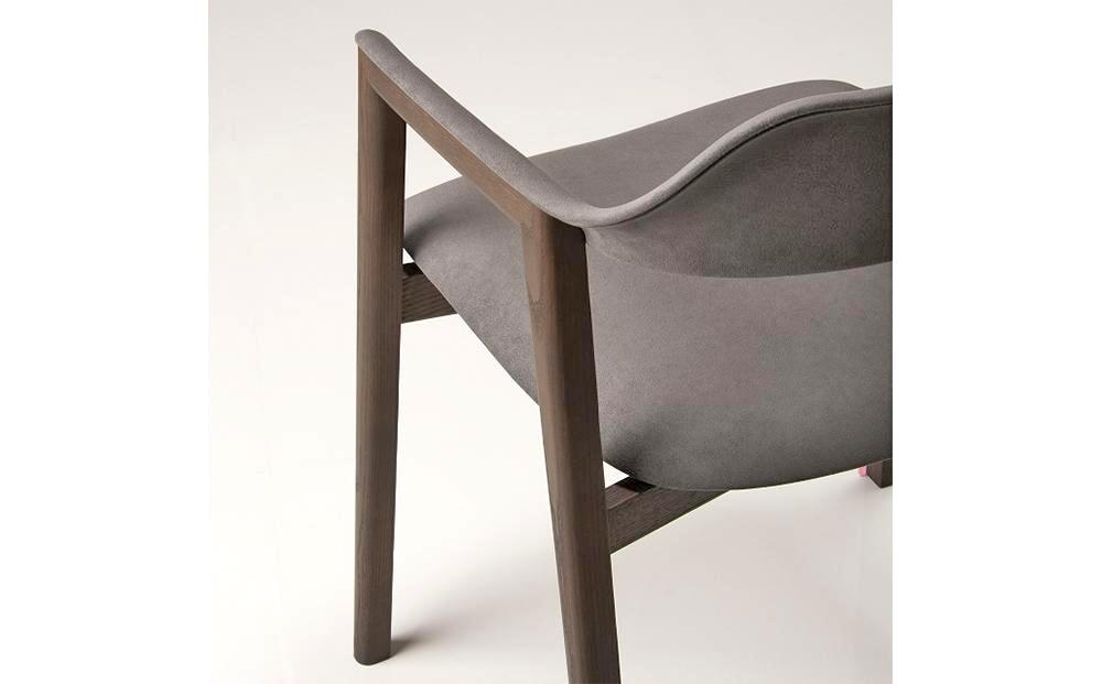 旭川家具 カンディハウス TEN アームチェアーUB（座張） 北海道タモDBR／ウルトラスエードDGY_00729