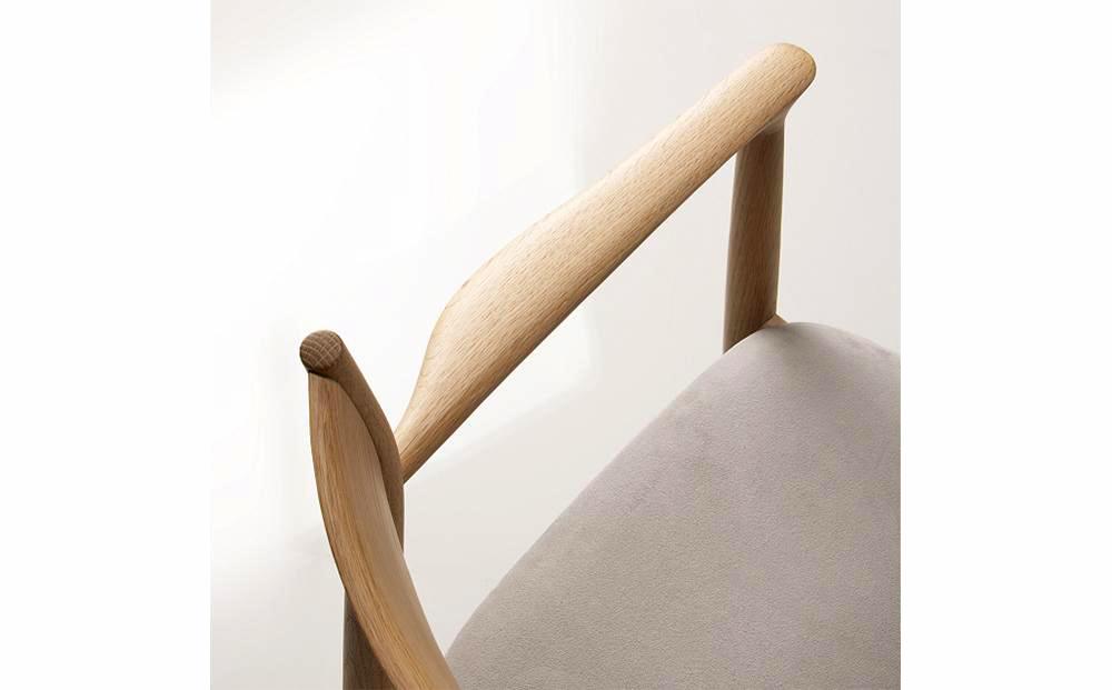 旭川家具 カンディハウス KAMUY アームチェアー（座張） 北海道ナラNF／ウルトラスエードLGY_00735