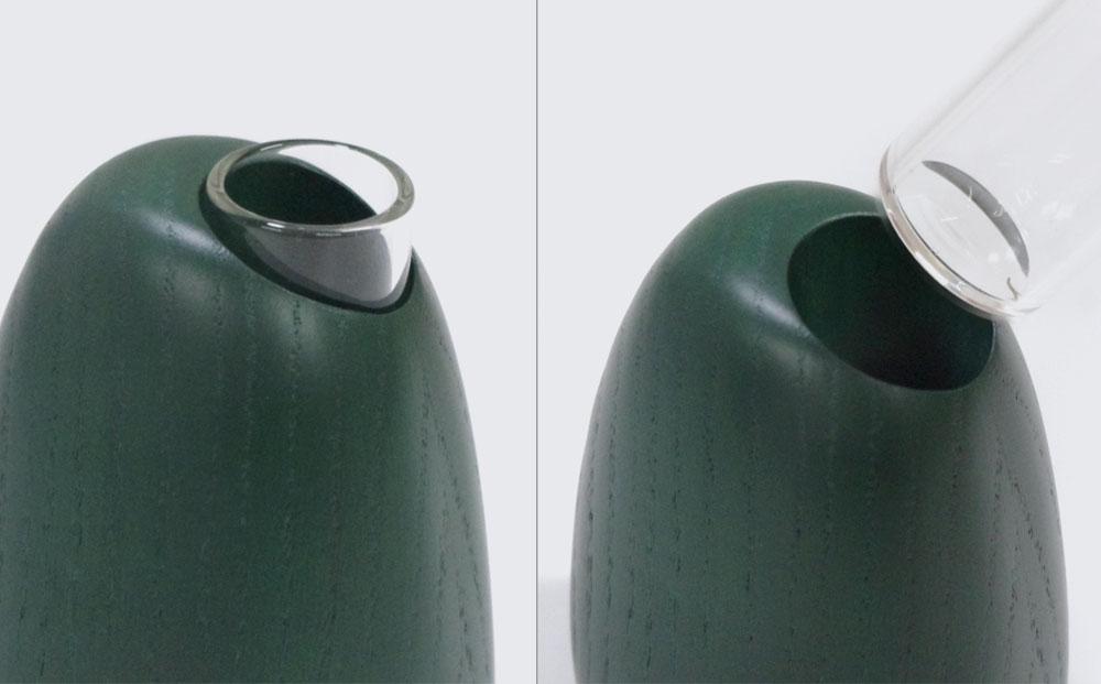 Mango vase -  small　green/SASAKI【旭川クラフト(木製品/一輪挿し)】マンゴーベース / ササキ工芸_03253