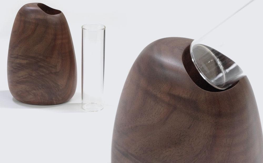 Mango vase - large　walnut/SASAKI【旭川クラフト(木製品/一輪挿し)】マンゴーベース / ササキ工芸_03259