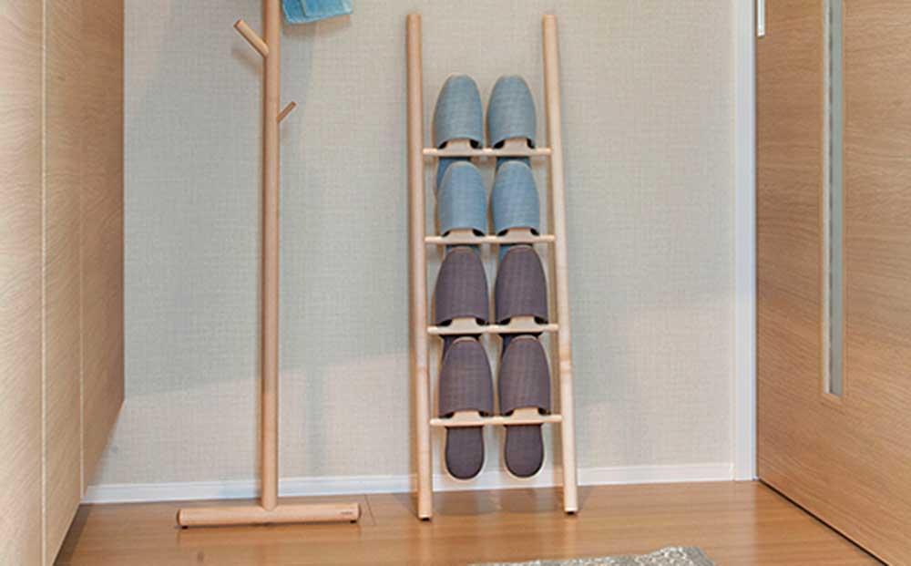 旭川家具　コサイン　リーフラック　メープル 【 旭川家具 北海道 旭川市 木製 家具 選べる樹種 スリッパ立て 玄関収納 スリッパ収納 省スペース コンパクト シンプル ナチュラル 手作り 北欧 おしゃれ 天然木 無垢 】_00646