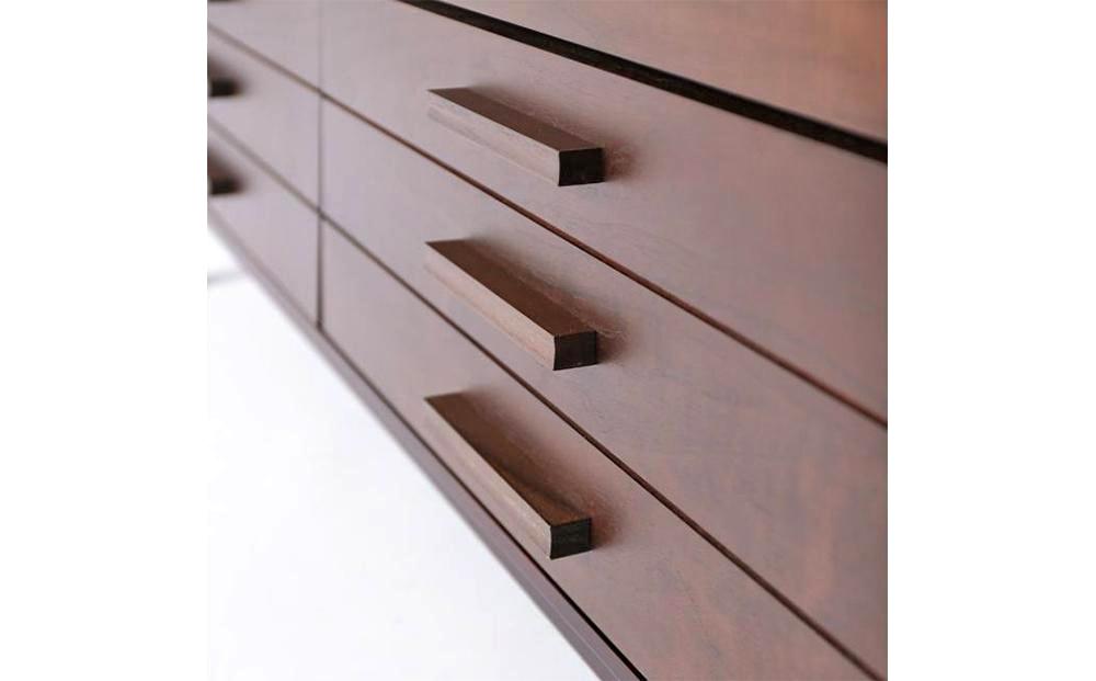 旭川家具　クリエイトファニチャー　Ｗ＆Ｂローボード 【 国産 無垢 インテリア 木製 収納 モダン ヴィンテージ テレビボード テレビ台 ハイボード AVボード  ウォールナット カバ ビーチ 北海道 】 _01234