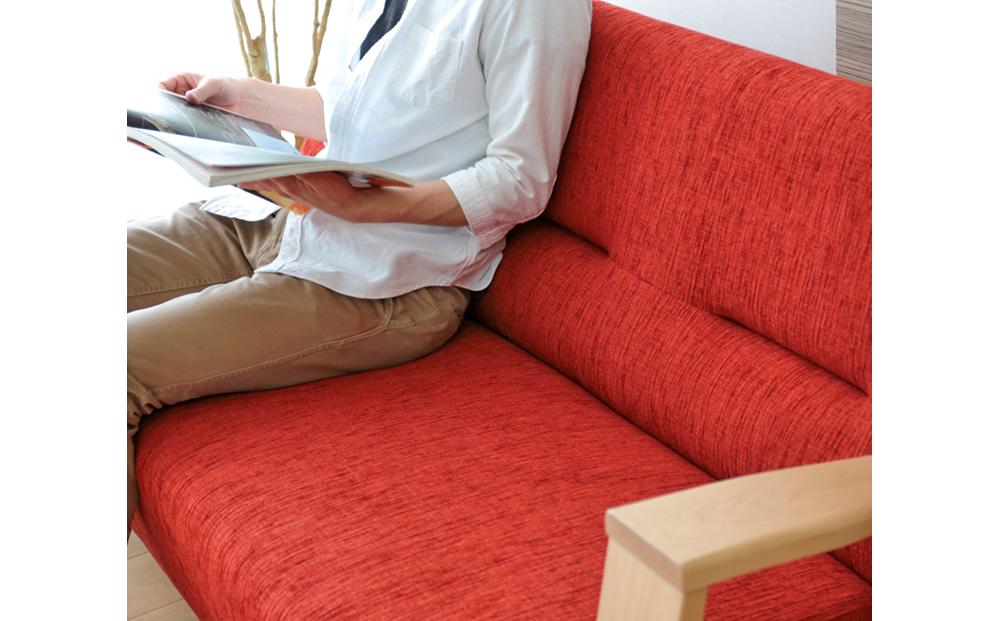 旭川家具　宮田産業　クワトロ3人掛け　メープル 【 国産 無垢 インテリア 木製 ナチュラル ソファ ソファー 2.5人掛け 3人掛け リビング ダイニング 北海道 】_01508