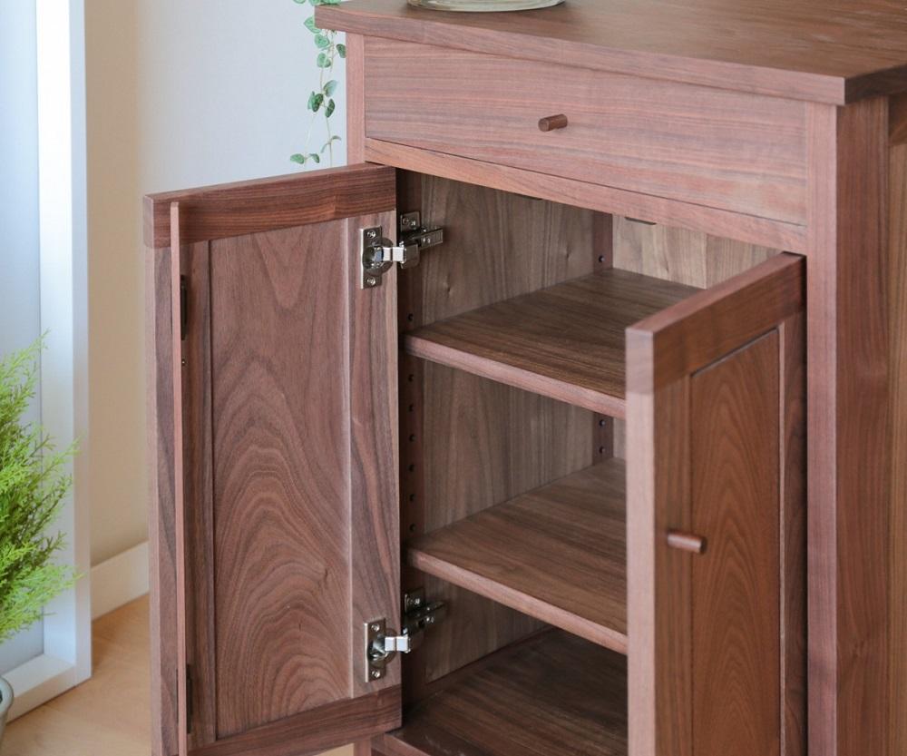 旭川家具　山室家具製作所　プロトNo.621キャビネット60　ウォールナット 【 国産 無垢 インテリア 木製 収納 ナチュラル キャビネット チェスト リビング ダイニング 北海道 】 _01966