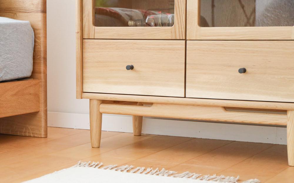 旭川家具 MUKU工房オリジナル ジャム キャビネット 引出し 北海道ナラ 【 国産 無垢 インテリア 木製 収納 ナチュラル キャビネット サイドボード リビング ダイニング 北海道 】 _04573