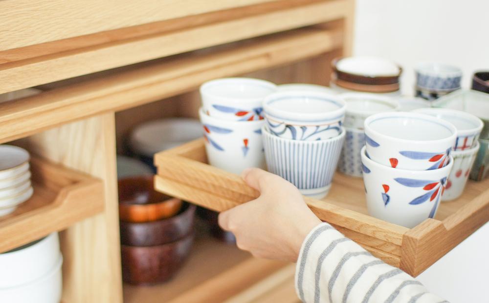 旭川家具 山室家具製作所 ココ キャビネット2段 北海道ナラ 【 国産 無垢 インテリア 木製 ナチュラル キャビネット 食器棚 キッチンボード 収納 キッチン 北海道 】_04587