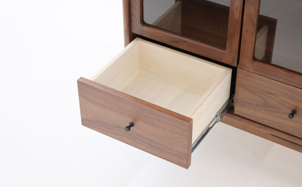 旭川家具 MUKU工房オリジナル ジャム キャビネット 引出し ウォールナット_04898