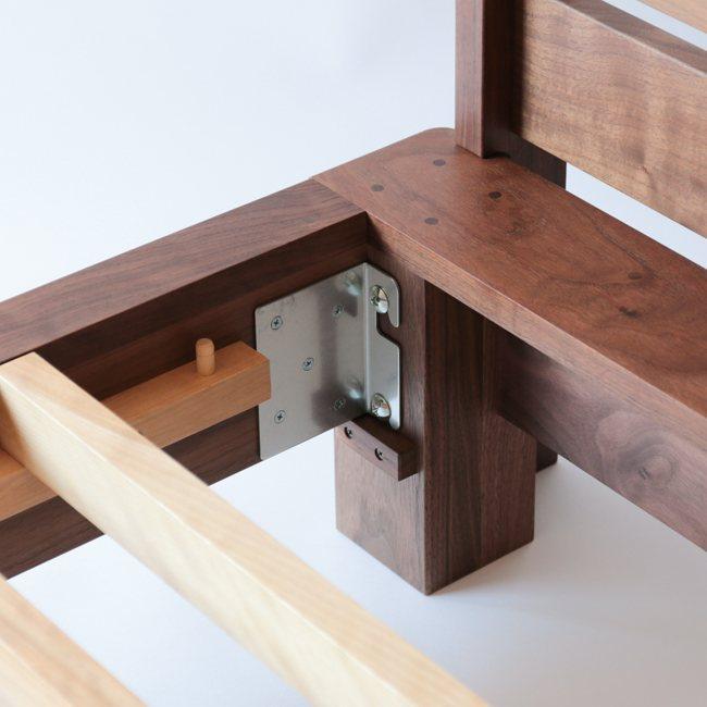 旭川家具　山室家具製作所　リネアNo.106シングルベッド　ウォールナット 【 国産 無垢 インテリア 木製 ナチュラル すのこ シングル ベッドフレーム 寝室 北海道 】 _01971