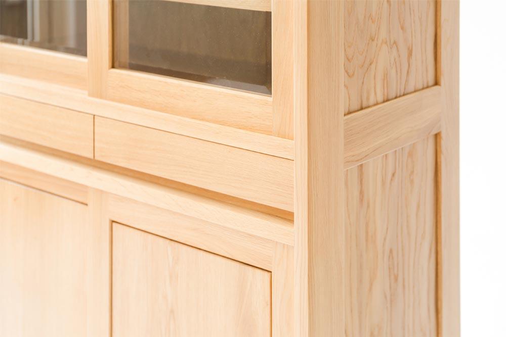 旭川家具 MUKU工房オリジナル ムク ダイニングキャビネット ナラ 【 国産 無垢 インテリア 木製 ナチュラル キャビネット 食器棚 キッチンボード 収納 キッチン ダイニング 北海道 】_03231