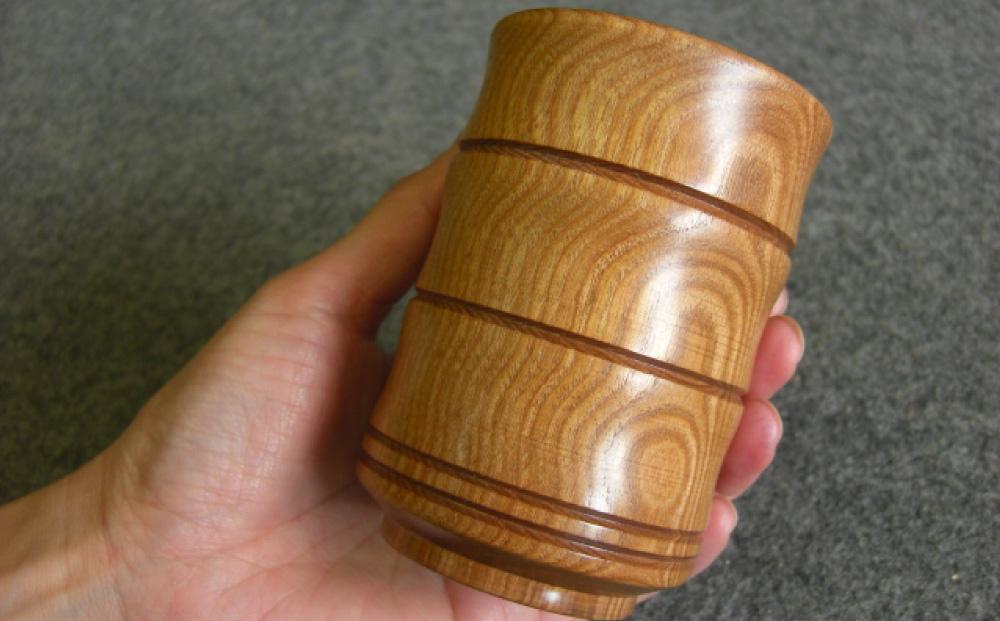 旭川産の槐（えんじゅ）湯呑み竹型＜大＞ ペア_00505