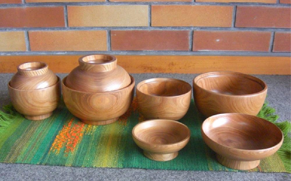 旭川産の槐（えんじゅ）お椀蓋付ペア・どんぶり蓋付ペアのセット_00487