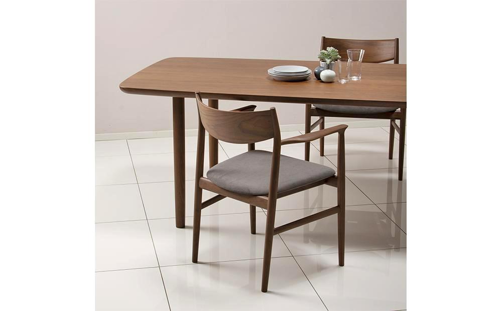 旭川家具 カンディハウス KAMUY アームチェアー（座張） ウォルナットCW／ウルトラスエードDGY_00736