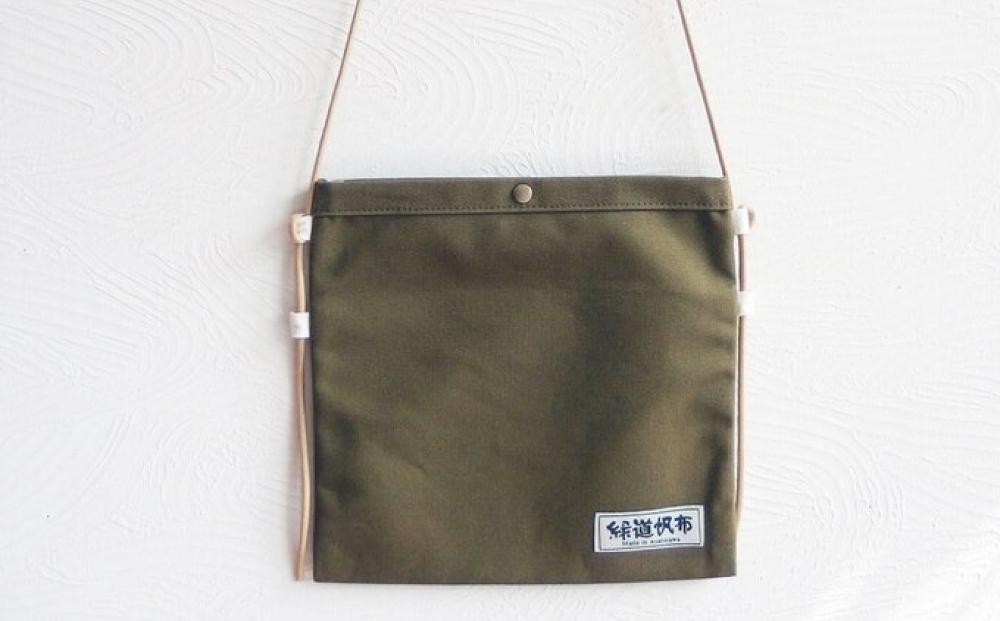旭川発の帆布バッグ「緑道帆布」2wayサコッシュ(オリーブグリーン)_00360