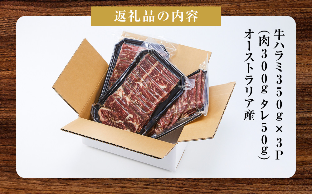 牛ハラミ約1kg(350g×3)（本格塩味）【 牛肉 お肉 焼肉 焼き肉 やきにく タレ 漬け 付き 味付き にく 小分け 個包装 冷凍 セット BBQ アウトドア キャンプ 人気 大容量 大量 北海道 簡単調理 焼くだけ ハラミ 牛ハラミ お取り寄せ 旭川市 北海道 】_5076