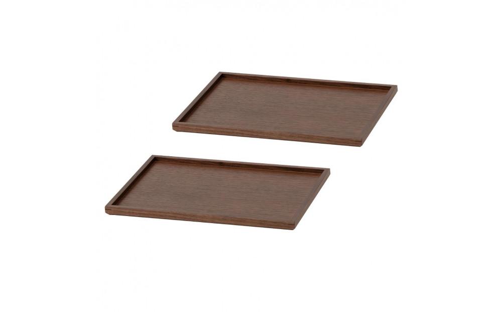 旭川家具　コサイン　トレー（小）2枚セット　ウォルナット 【 旭川家具 北海道 旭川市 木製 家具 選べる樹種 お盆 ランチトレー ウレタン塗装 銘々盆 贈り物 プレゼント 記念品 シンプル ナチュラル 手作り 北欧 おしゃれ 天然木 無垢 】_00216