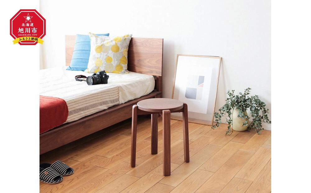 旭川家具　山室家具製作所　ALTO(アルト)　No.1　丸スツールウォールナット 【 国産 無垢 インテリア 木製 ナチュラル チェア スツール 椅子 リビング 玄関 北海道 】 _00526