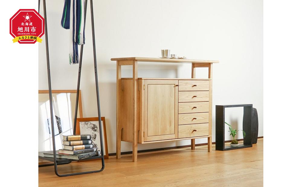 旭川家具 山室家具製作所 PROTO(プロト) No.803 キャビネット ナラ 【 国産 無垢 インテリア 木製 収納 ナチュラル キャビネット チェスト リビング ダイニング 北海道 】 _00930