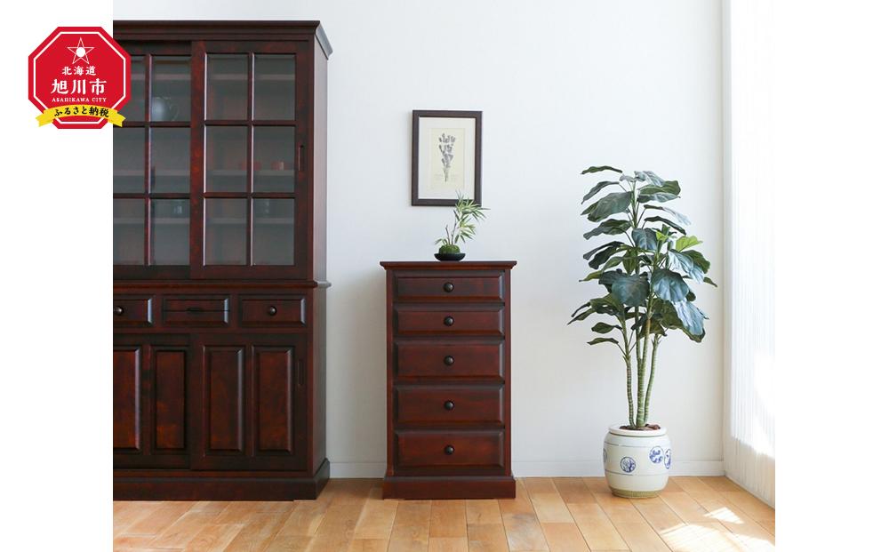 旭川家具 クリエイトファニチャーHOKKAI(北海) チェスト 60-6 【 国産 無垢 インテリア 木製 民芸 収納 キャビネット チェスト リビング ダイニング 北海道 】 _00942