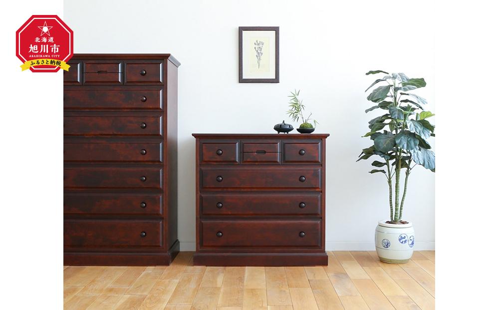 旭川家具 クリエイトファニチャーHOKKAI(北海) ローチェスト 85 【 国産 無垢 インテリア 木製 民芸 収納 キャビネット チェスト ローチェスト リビング ダイニング 北海道 】 _00943