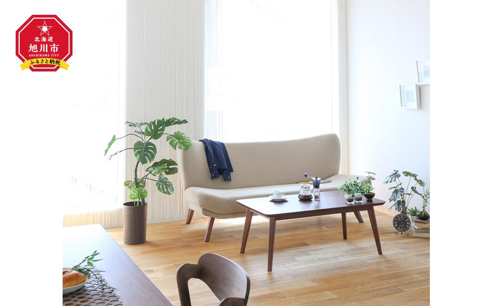 旭川家具 宮田産業 CAPA(キャパ) 3人掛けソファ ウォールナット 【 国産 無垢 インテリア 木製 ナチュラル ソファ ソファー 2.5人掛け 3人掛け コンパクトソファ リビング ダイニング 北海道 】_00950