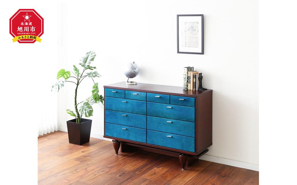 旭川家具 クリエイトファニチャー ヨッペン チェスト 【 国産 無垢 インテリア 木製 収納 スタイリッシュ キャビネット サイドボード リビング ダイニング カバ 北海道 】 _00987