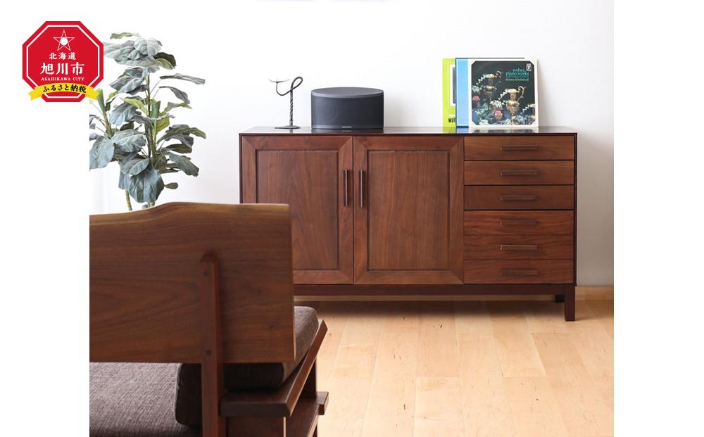 旭川家具 クリエイトファニチャー W&B(ダブルアンドビー) サイドボード 【 国産 無垢 インテリア 木製 収納 モダン ヴィンテージ キャビネット サイドボード リビング ダイニング  ウォールナット カバ ビーチ 北海道 】 _00991