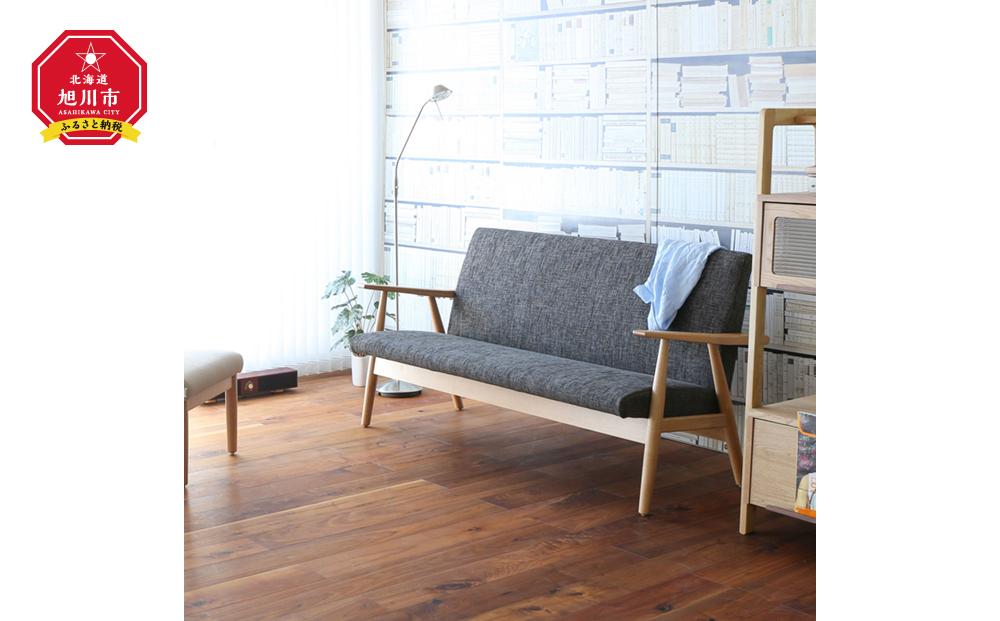 旭川家具 宮田産業 JETHRO(ジェスロ) 3人掛けソファ ナチュラル色 【 国産 無垢 インテリア 木製 ナチュラル 北欧 ソファ ソファー 2.5人掛け 3人掛け リビング ダイニング 北海道 】_00997