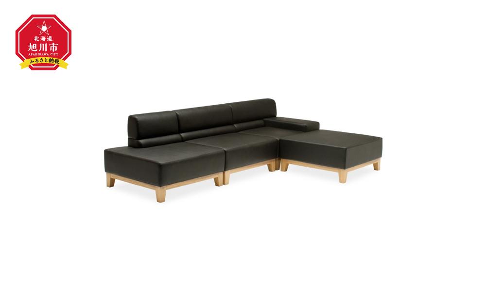 旭川家具 宮田産業 FACADE MINI(ファザードミニ) セット 【 国産 無垢 インテリア 木製 ナチュラル ソファ ソファー 3人掛け カウチ コーナー リビング ダイニング 北海道 】_01002