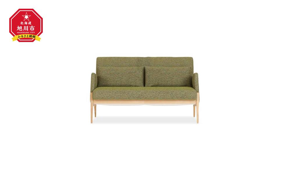 旭川家具 宮田産業 ASH(アッシュ) 2P ソファ ナチュラル色 【 国産 無垢 インテリア 木製 ナチュラル ソファ ソファー 2人掛け リビング ダイニング 北海道 】_01108